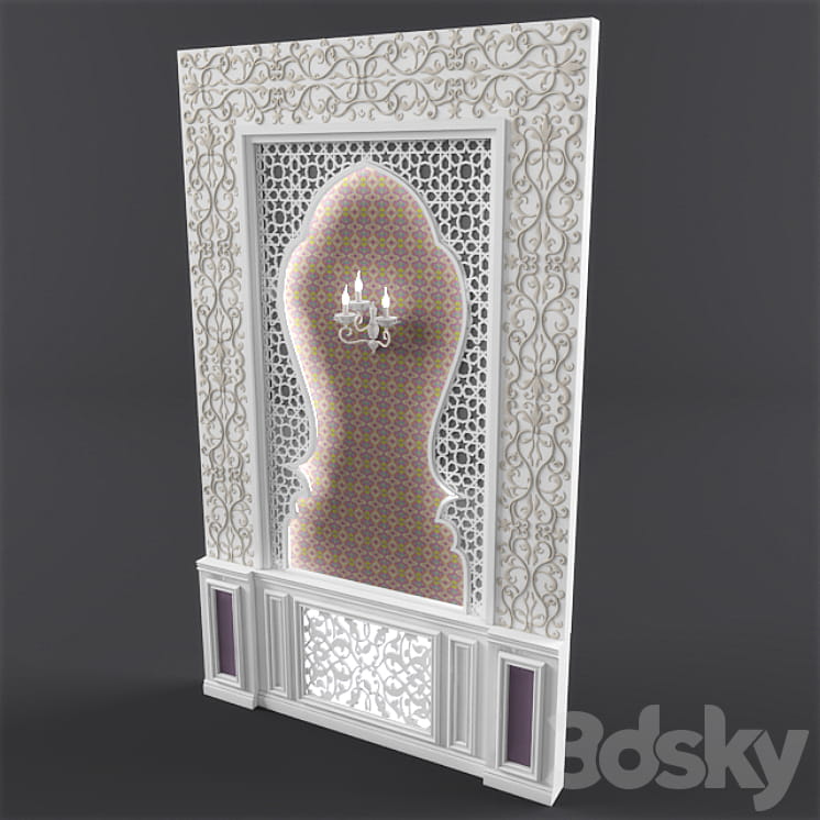 مدل سه بعدی دیوار دکوراتیو شرقی و کلاسیک