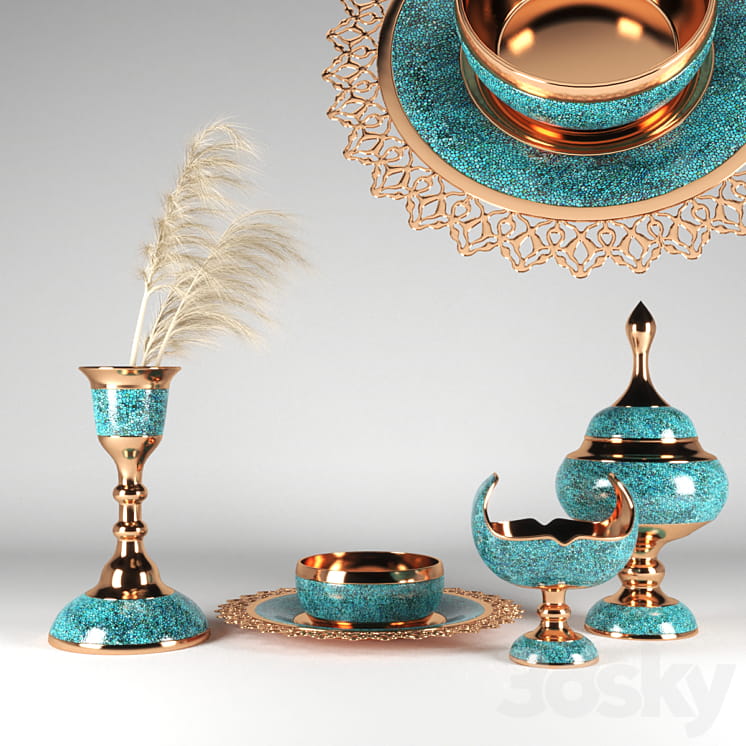مجموعه مدل سه بعدی صنایع دستی ایرانی فیروزه‌کوبی