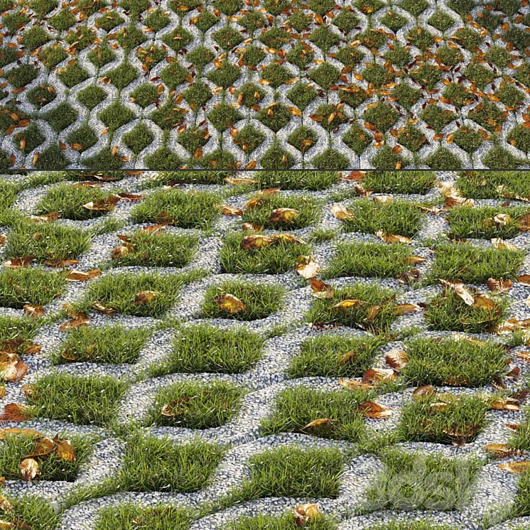 مدل سه بعدی چمن بین آجر