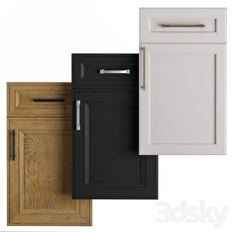 مدل سه بعدی درب کابینت چوبی با طراحی کلاسیک